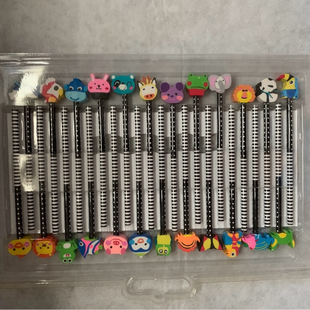 NWT Vintage District Animal Pencils with Erasers - Multicolor